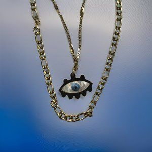 Gold DIY Double Chain Eye Necklace